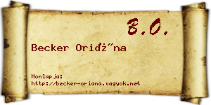 Becker Oriána névjegykártya